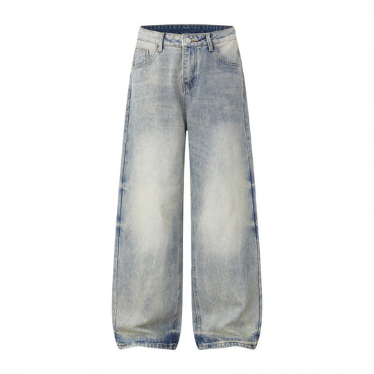 Damen Weite Highwaist-Jeanshose im Balloon-Schnitt mit Used‑Effekt und elastischem Saum Shop Nory