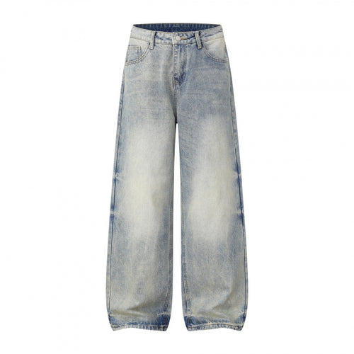 Damen Weite Highwaist-Jeanshose im Balloon-Schnitt mit Used‑Effekt und elastischem Saum Shop Nory