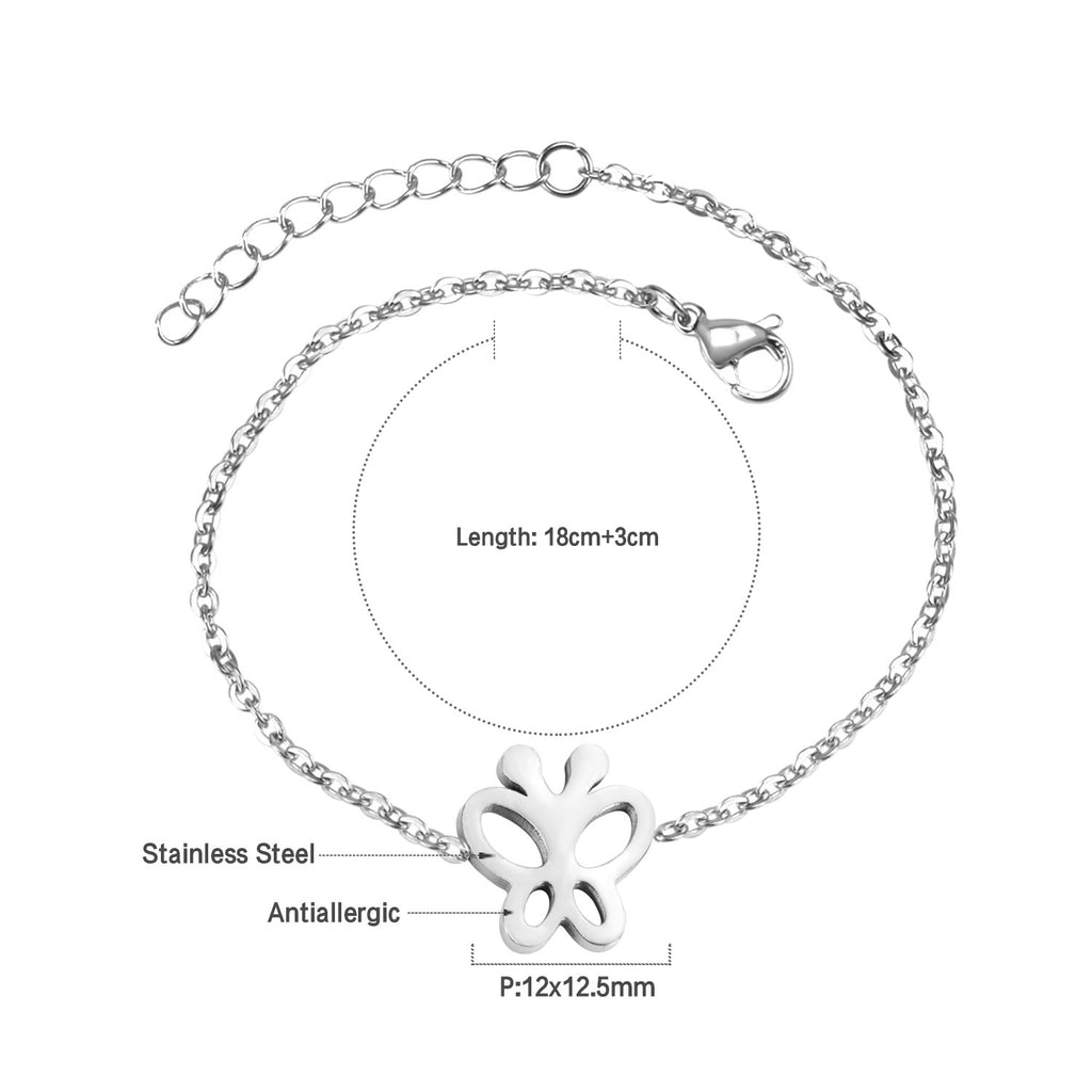 Damen Armband mit filigranem Schmetterlingsdesign aus antiallergischem Edelstahl Shop Nory