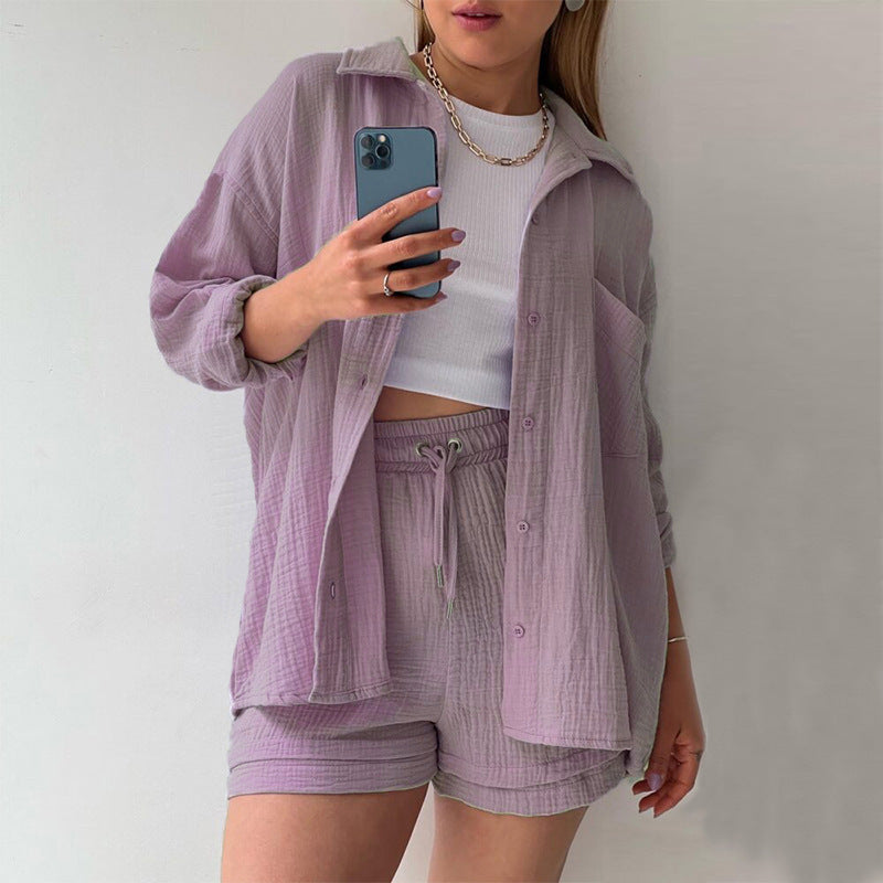 Damen lässiges Oversize-Hemd mit kurzem Schnitt und praktischen Taschen