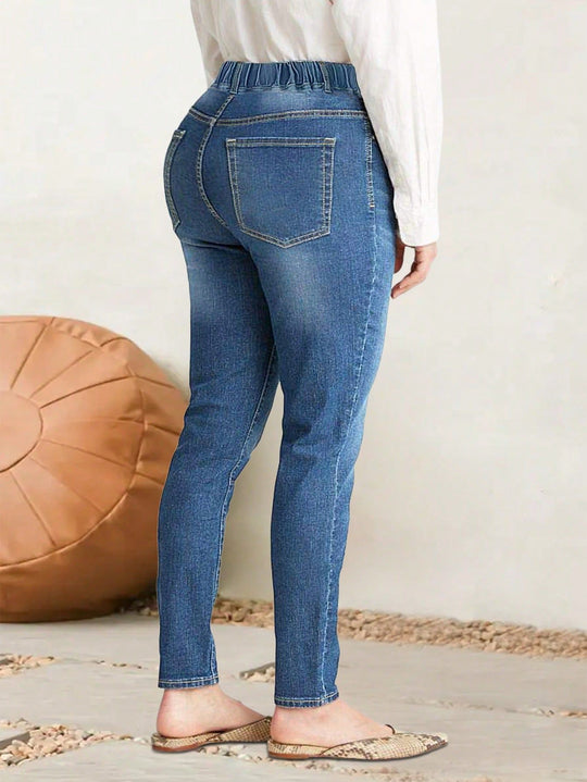 Damen hochgeschnittene Stretch-Jeggings mit elastischem Komfortbund und Gesäßtaschen Shop Nory