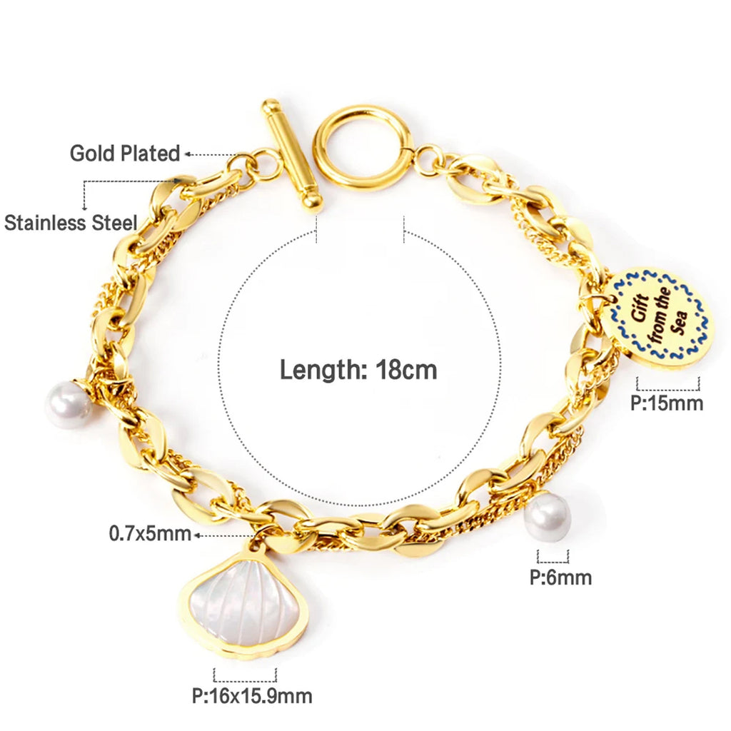 Damen Armschmuck mit Muschel-Design und Zirkonia-Akzenten Shop Nory
