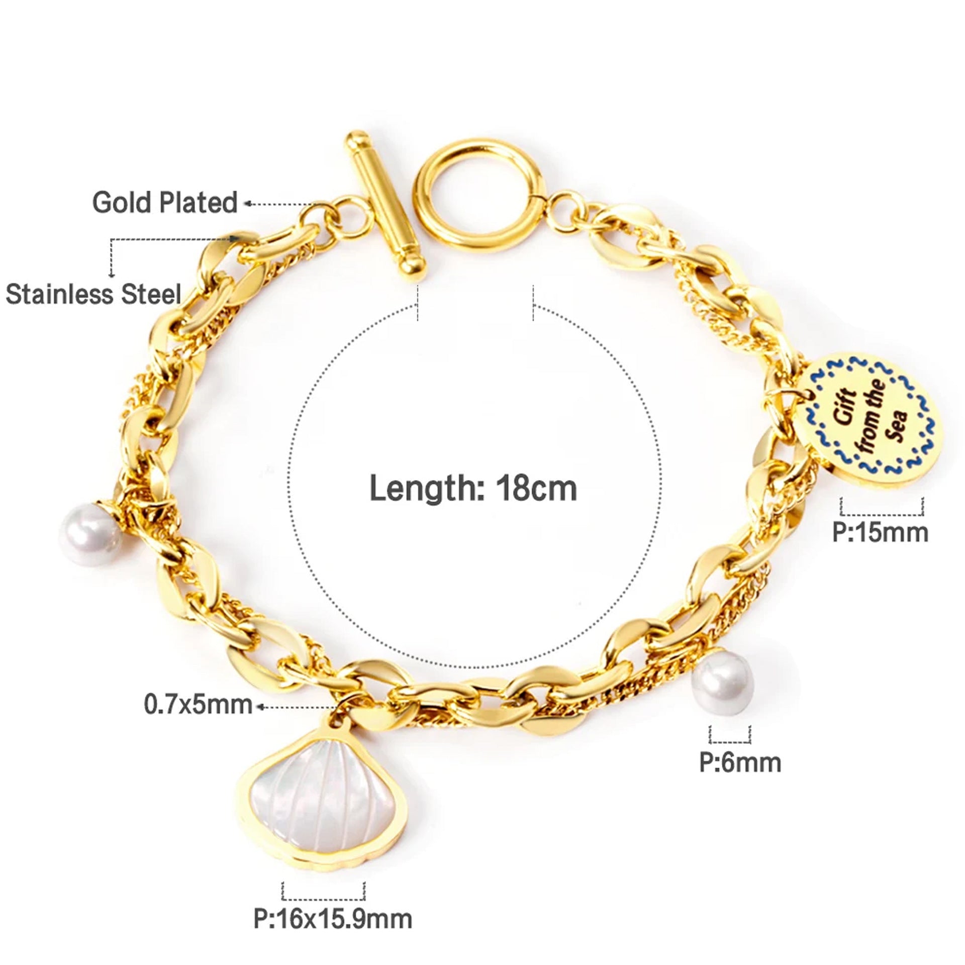 Damen Armschmuck mit Muschel-Design und Zirkonia-Akzenten Shop Nory