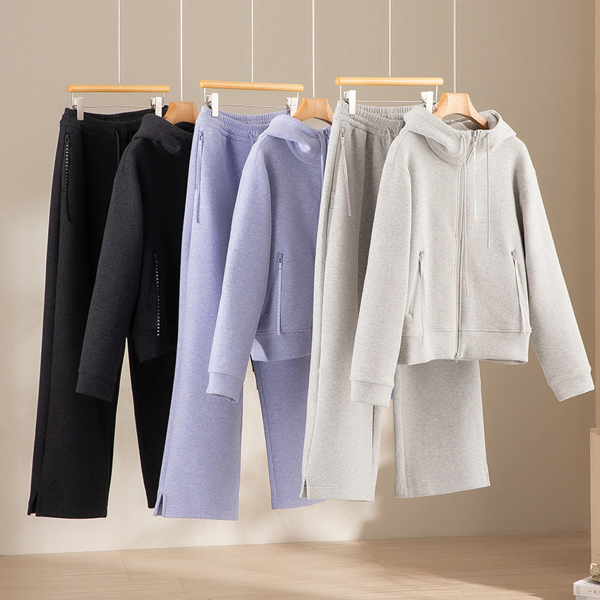 Damen Weite Highwaist Sweathose mit Tunnelzug, Eingrifftaschen und Saumschlitz Shop Nory
