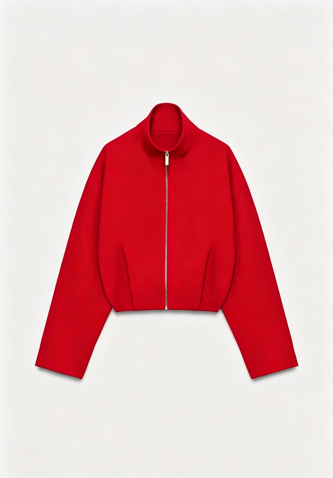 Damen Kurze Boxy-Jacke mit Stehkragen und sichtbarem Metallreißverschluss Shop Nory