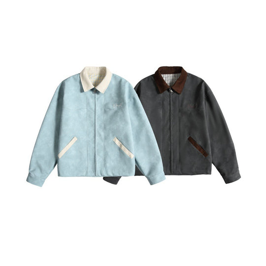 Damen Oversize Wildleder‑Optik Bomberjacke mit Cordkragen und verdecktem Reißverschluss Shop Nory