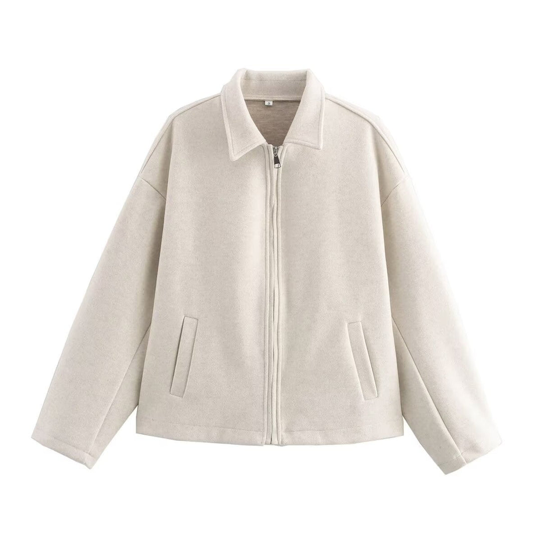 Damen Übergangsjacke im lässigen Oversized-Stil mit praktischen Eingrifftaschen und Stehkragen Shopnory