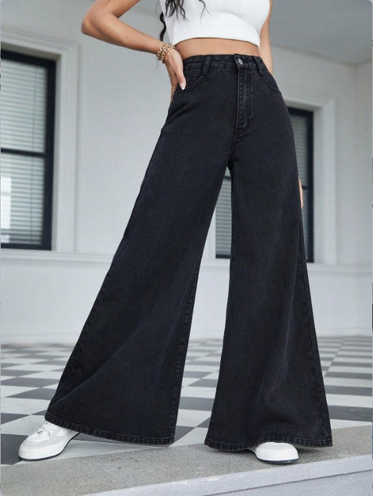 Damen Hochtaillierte Ultraweite Palazzo-Jeans aus Denim mit weitem Bein Shop Nory