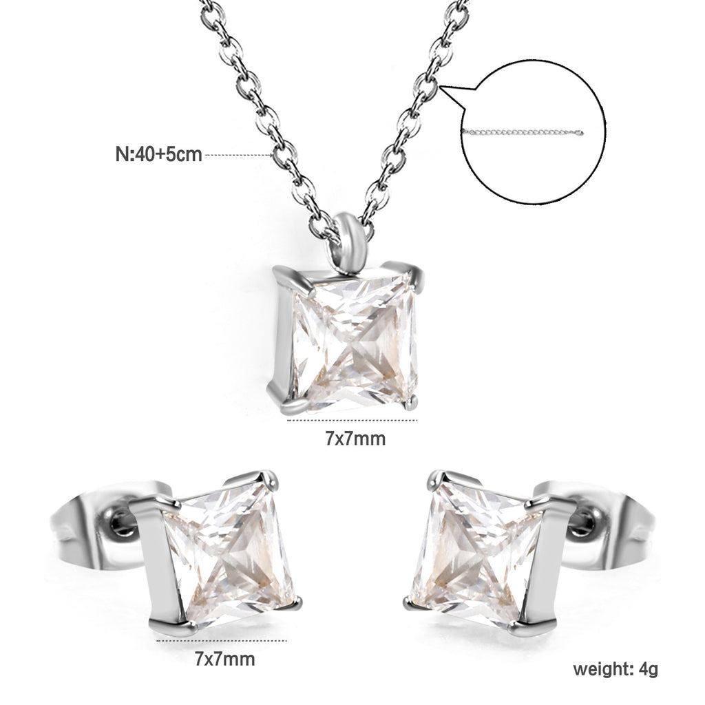 Damen Schmuckset mit funkelndem Zirkonia-Anhänger und passenden Ohrringen Shop Nory