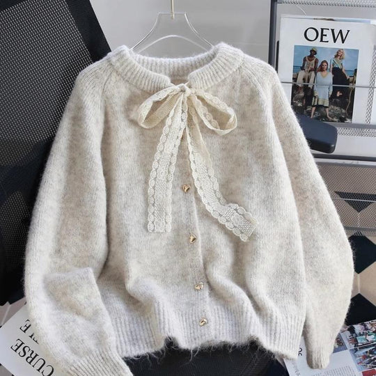 Damen Verspielter Strickcardigan mit Schleifenakzenten Shop Nory