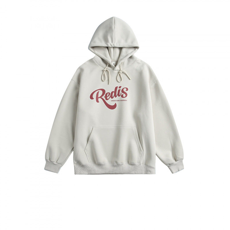 Unisex Oversize-Kapuzenpullover mit Kängurutasche, Logoprint und breitem Rippbund Shop Nory