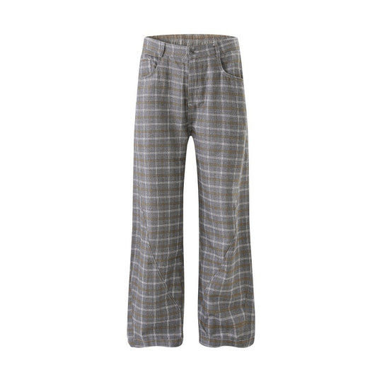 Damen Hochtaillierte weite karierte Culotte‑Hose mit Bügelfalte Shop Nory