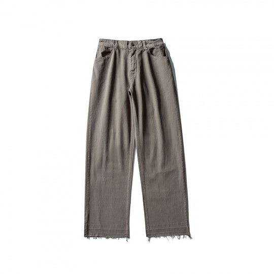 Damen Weite High-Waist Jeanshose mit geradem Bein und rohem Saum Shop Nory