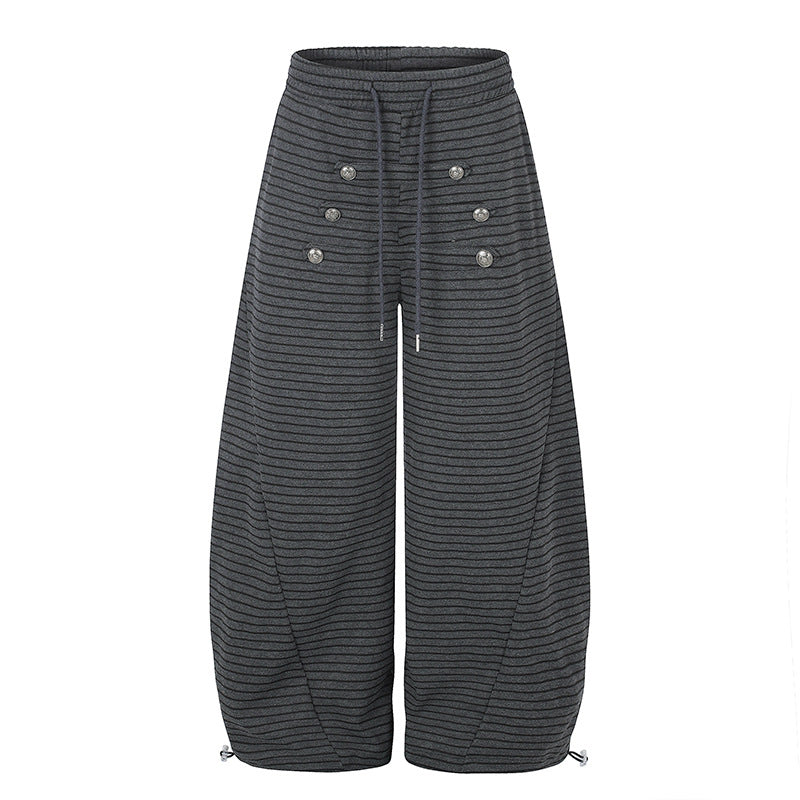 Damen Weite Palazzo-Culotte-Sweathose mit Tunnelzugbund und Zierknopfleiste Shop Nory