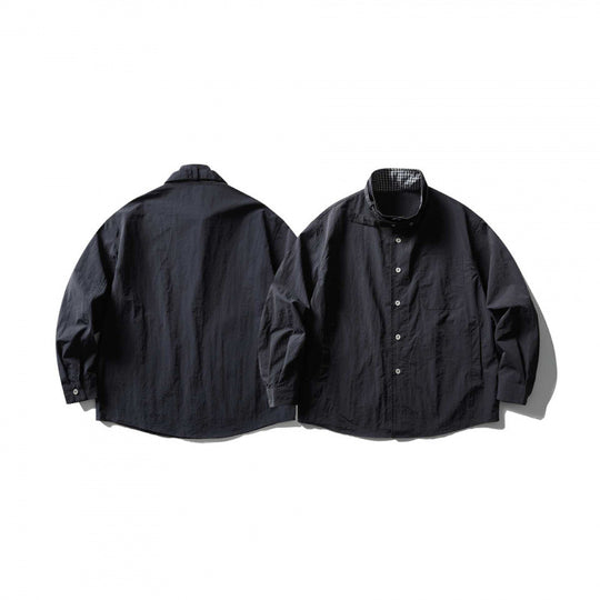 Unisex Weites Crinkle-Hemd mit hochschließendem Stehkragen und verdeckter Knopfleiste Shop Nory