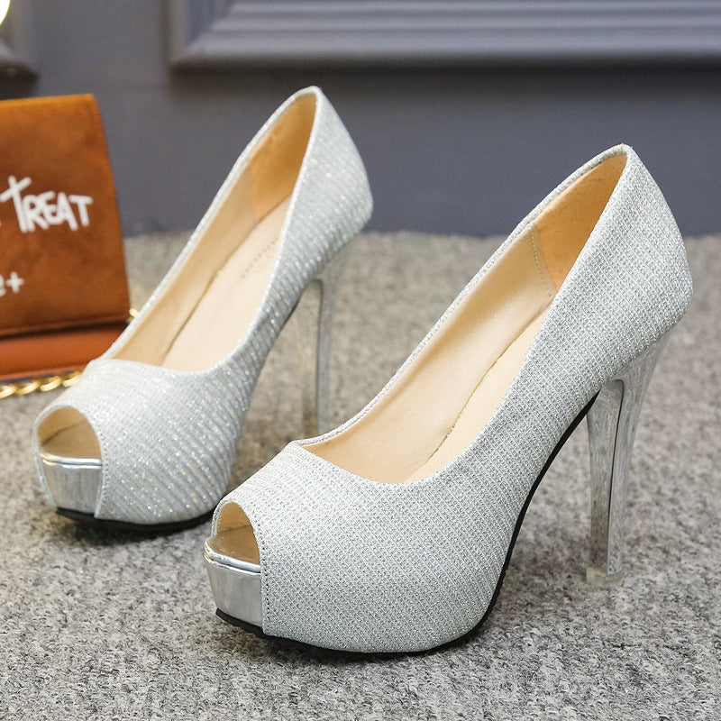 Damen Peep-Toe High Heels mit schickem Metallic-Akzent und bequemem Innenfutter