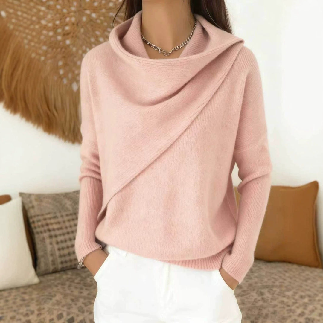 Damen Asymmetrischer Grobstrick-Pullover mit Schalkragen Shop Nory
