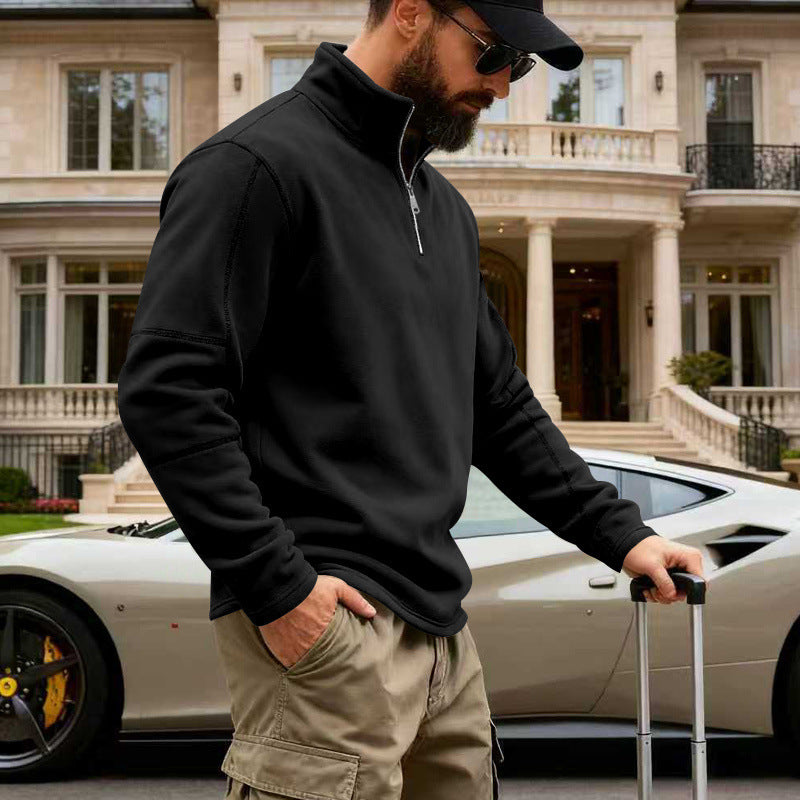 Herren Halbzip-Sweatshirt mit Stehkragen und markanten Nahtdetails Shop Nory