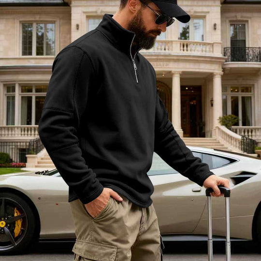 Herren Halbzip-Sweatshirt mit Stehkragen und markanten Nahtdetails Shop Nory