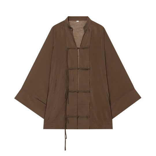 Damen Kimono-Capejacke mit Chinaknopfverschluss und langen Quasten Shop Nory