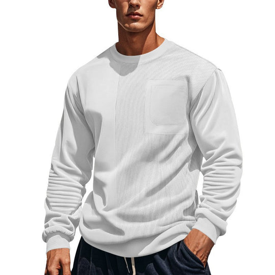 Herren Langärmeliges Struktur-Sweatshirt mit Brusttasche und Rippdetail Shop Nory