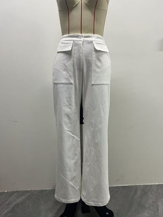 Damen Weite Cord-Palazzohose mit hoher Taille und aufgesetzten Pattentaschen Shop Nory