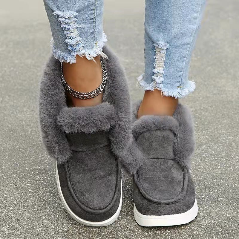 Damen Gefütterte Kurzstiefel‑Hausschuhe mit Kunstfellrand und leichter Gummisohle Shop Nory