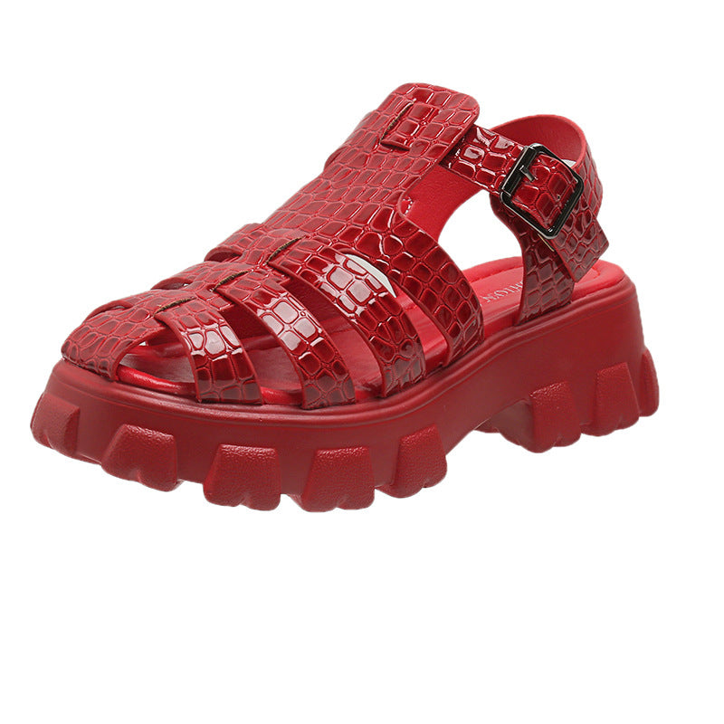 Damen Plateau-Sandalen mit trendigem Riemendesign und stabiler Gummisohle