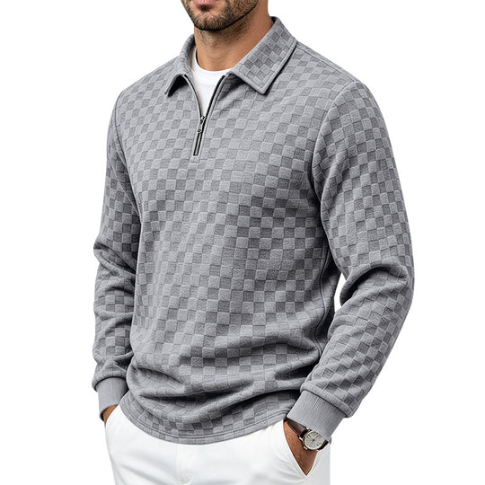 Herren Strukturierter Strickpullover mit Troyer-Kragen und halbem Reißverschluss Shop Nory
