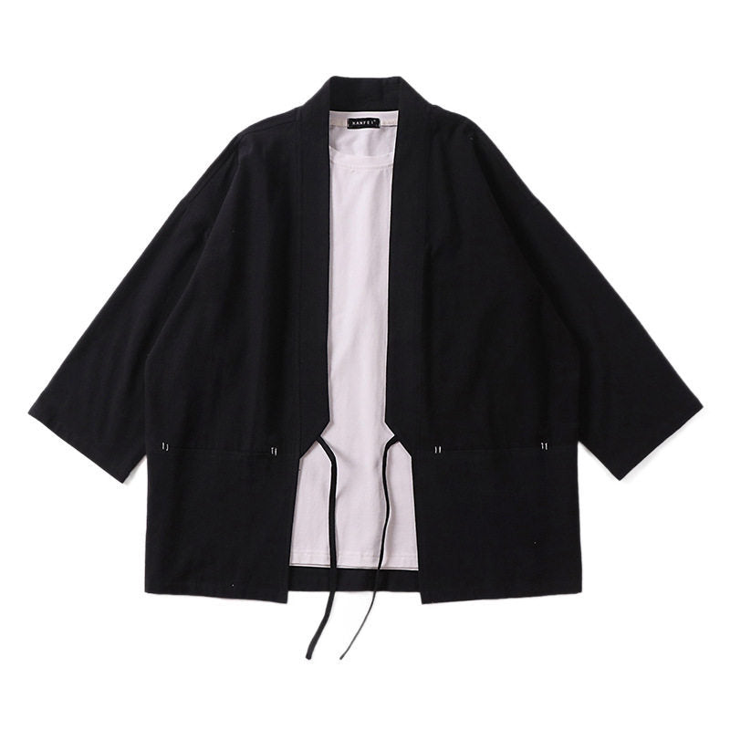 Unisex Kimono-Haori-Jacke mit Bindegürtel und dreiviertelärmeln Shop Nory