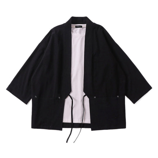 Unisex Kimono-Haori-Jacke mit Bindegürtel und dreiviertelärmeln Shop Nory