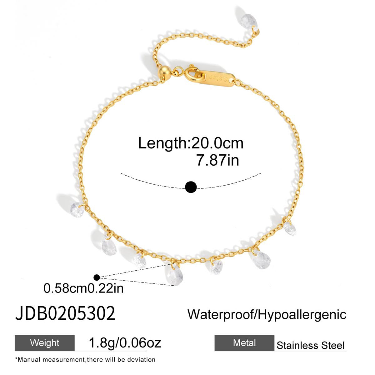 Damen Armband mit eleganten Wasserfall-Anhängern aus hypoallergenem Edelstahl Shop Nory