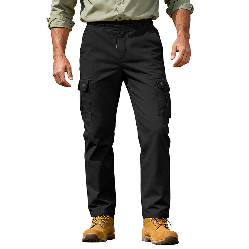 Herren nan robuste Freizeit-Cargohose mit elastischem Bund Tunnelzug und Mehrfachtaschen