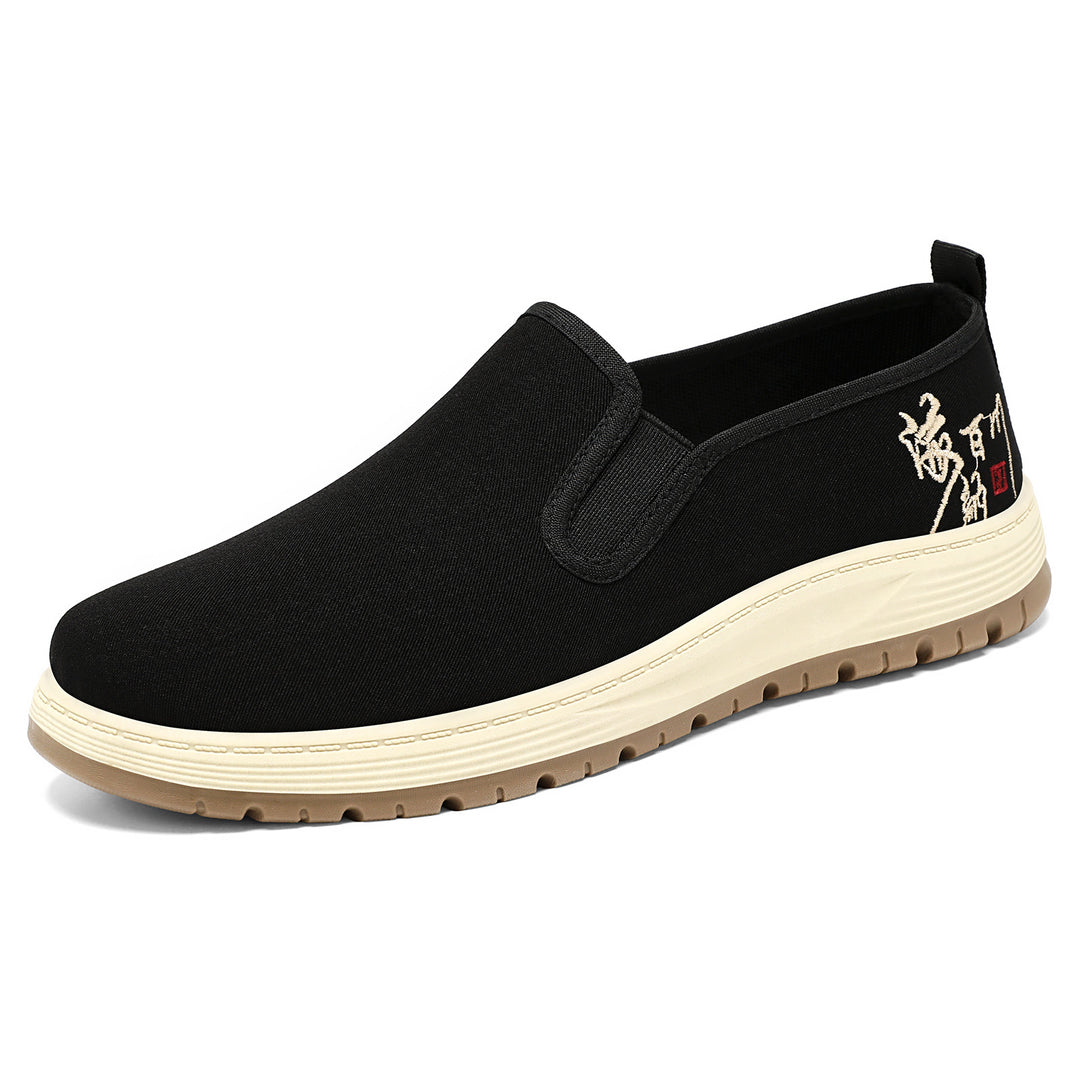 Herren nan nahtloser Canvas-Slip-On mit elastischem Einstieg, besticktem Fersenmotiv und rutschfester EVA-Laufsohle Shop Nory