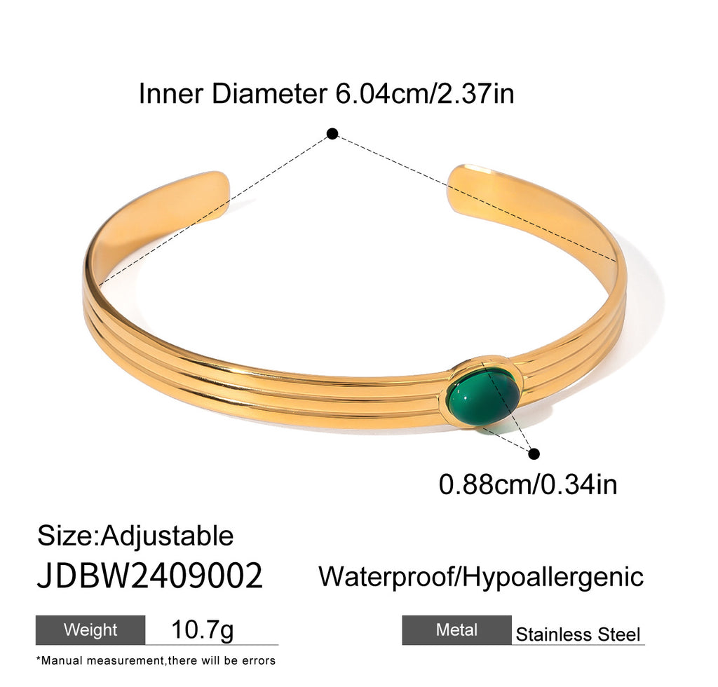 Damen Armreif mit elegantem grünem Jade-Anhänger aus hypoallergenem Edelstahl Shop Nory