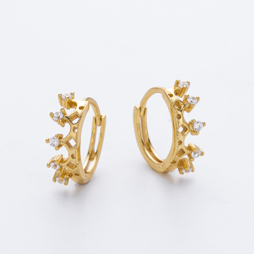 Damen Creolen mit funkelndem Zirkon und elegantem Kronen-Design Shop Nory