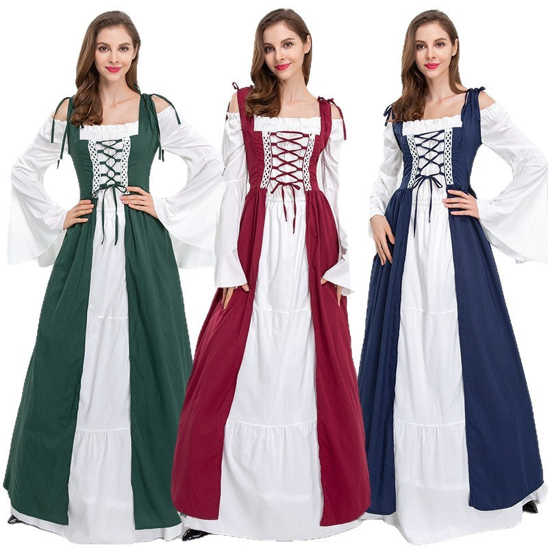 Damen historisches Märchenkleid mit elegantem Oberteil und ausgestellten Ärmeln