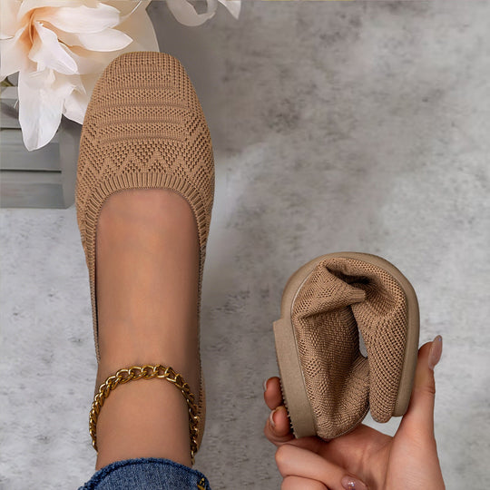 Damen Komfortable und atmungsaktive Strickballerinas