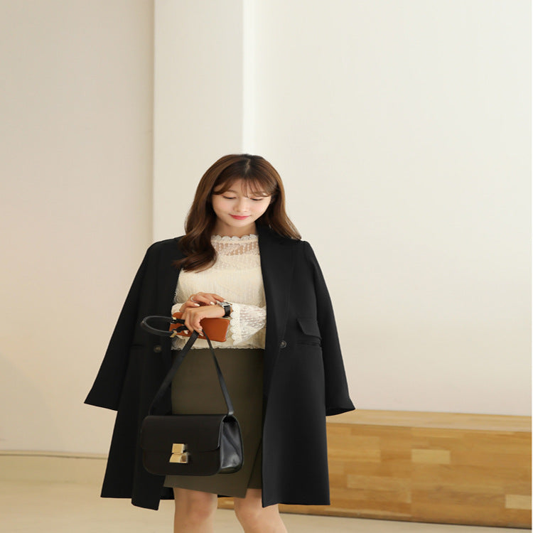 Damen Knieumspielender Einreihiger Wollmix-Longmantel im minimalistischen Tailoring Shop Nory
