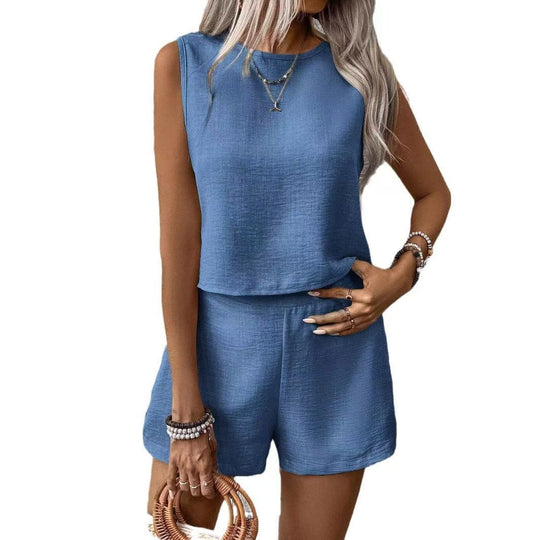 Damen Zweiteiliges Loungewear-Set mit hochwertigem Leinenstoff
