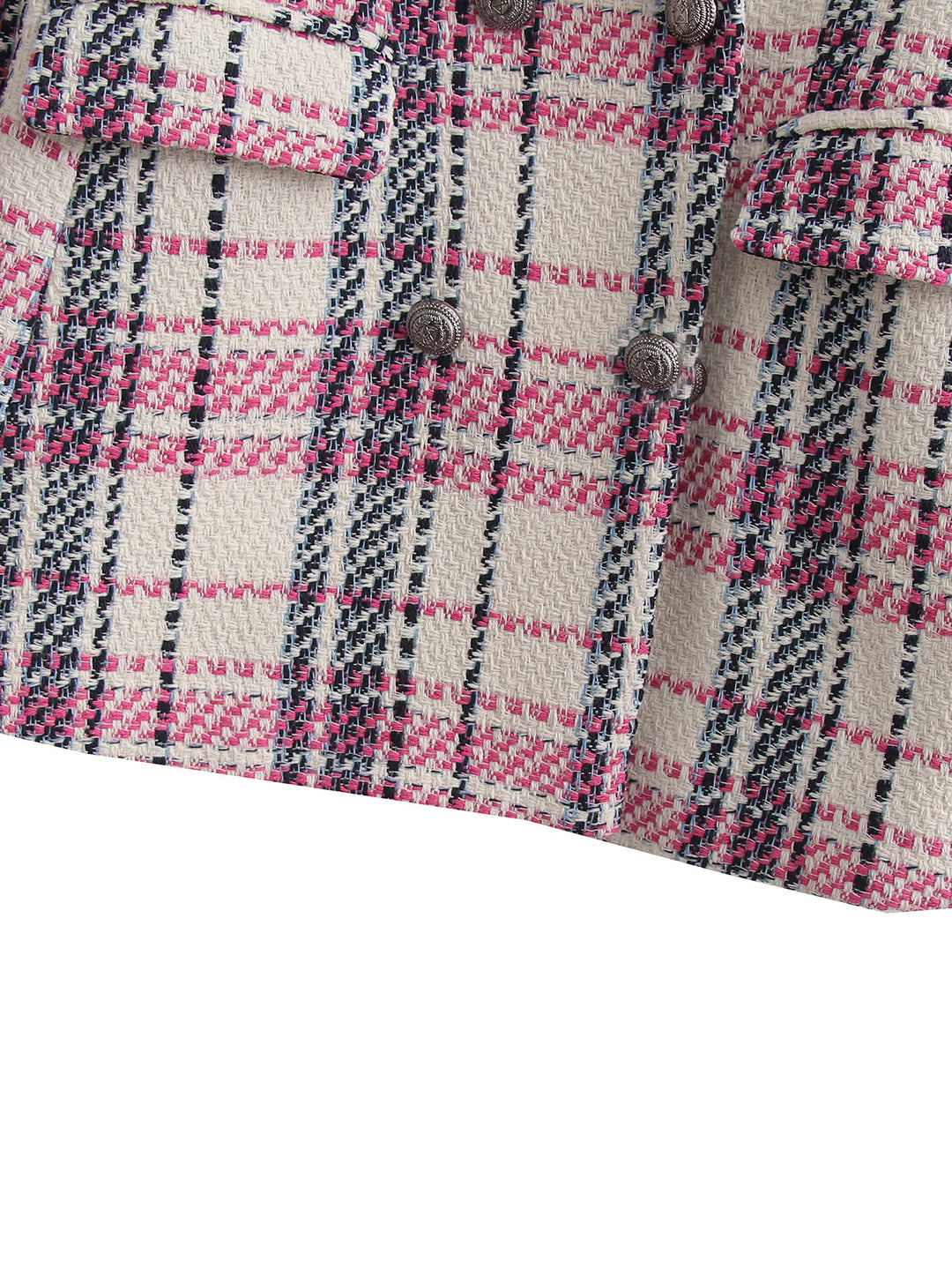 Damen Bouclé-Tweed Longblazer mit Doppelreihigem Verschluss und Pattentaschen Shop Nory