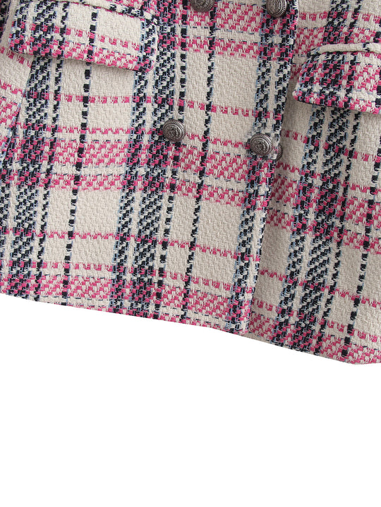 Damen Bouclé-Tweed Longblazer mit Doppelreihigem Verschluss und Pattentaschen Shop Nory
