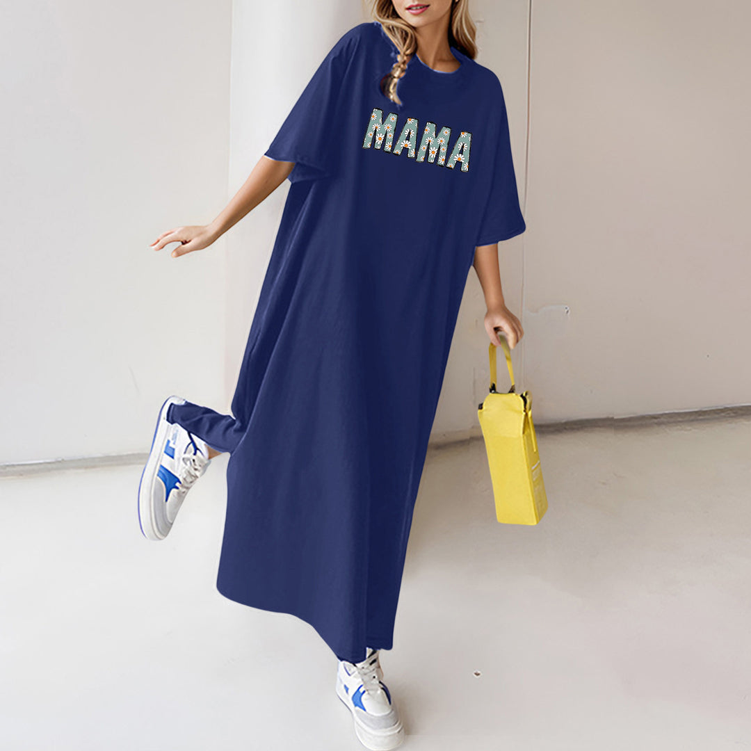 Damen nan florales Statement-Maxikleid im Oversize-T-Shirt-Stil mit Rundhalsausschnitt Shop Nory