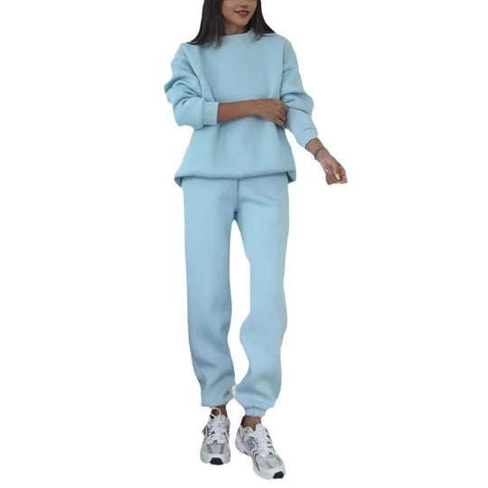 Damen nan minimalistisches Cozy-Set aus schwerer French‑Terry mit weitem Rundhals-Pullover und gerader Jogginghose Shop Nory