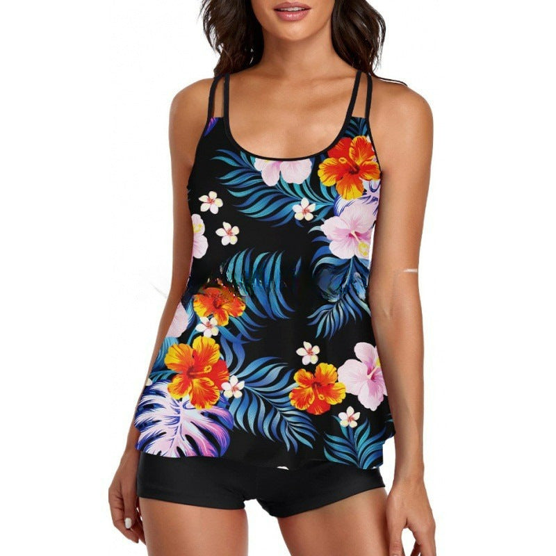 Damen Sportliches Tankini-Set mit bequemem Shorts und verstellbaren Trägern Shopnory