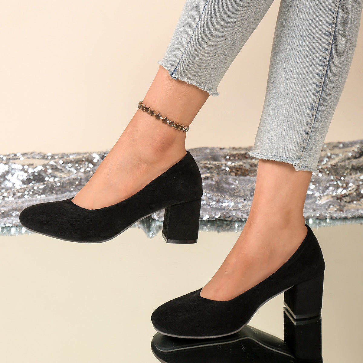 Damen Elegante und bequeme Pumps mit Blockabsatz Shopnory