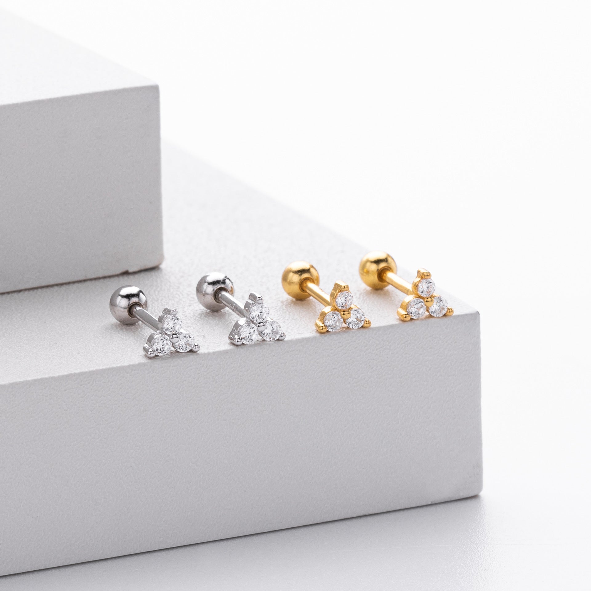 Damen Ohrstecker mit luxuriösem Zirkon-Trio aus 925 Sterling Silber Shop Nory
