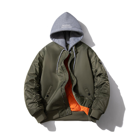 Herren Wattierte Bomberjacke mit Stehkragen, Kammerschnitt und Ärmeltasche Shop Nory