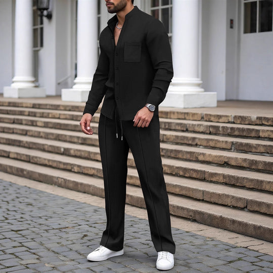 Herren nan lässiges Hemd-Hose Lounge-Set aus strukturiertem Baumwollmischgewebe Shop Nory