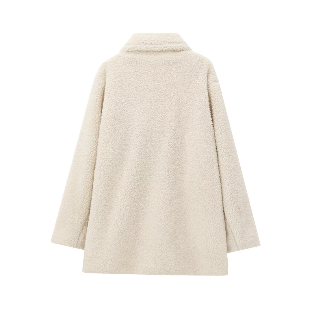 Damen Oversize Teddy‑Mantel aus Kunstfell mit Reverskragen und kastiger Silhouette Shop Nory